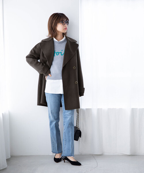 La TOTALITE（ラトータリテ）の「ウールナイロン リバーPコート（ピーコート・レディース・ブラック系その他/ネイビー/ベージュ系その他・FREE）」の4枚目の写真