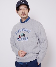 【BLUE STANDARD/ブルースタンダード】11oz 裏起毛 カレッジ ベースボール 刺繍 ワッペン クルー トレーナー スウェット