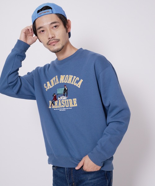 Blue Standard (ブルースタンダード)の「【BLUE STANDARD/ブルースタンダード】11oz 裏起毛 カレッジ ベースボール 刺繍 ワッペン クルー トレーナー スウェット(スウェット・メンズ・ブラック/ダークブルー/ホワイト/杢グレー/ダークグリーン・MEDIUM/X-LARGE/LARGE)」の1枚目の写真