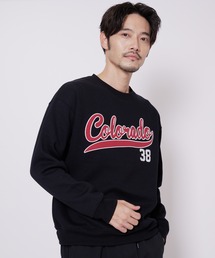 【BLUE STANDARD/ブルースタンダード】11oz 裏起毛 カレッジ ベースボール 刺繍 ワッペン クルー トレーナー スウェット