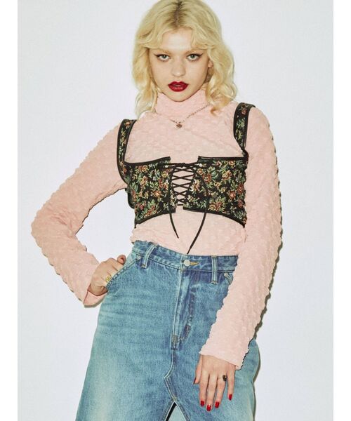 jouetie(ジュエティ)の「レースアップ2WAYコルセット(サスペンダー・レディース・アイボリー/ブラック・MEDIUM)」の7枚目の写真