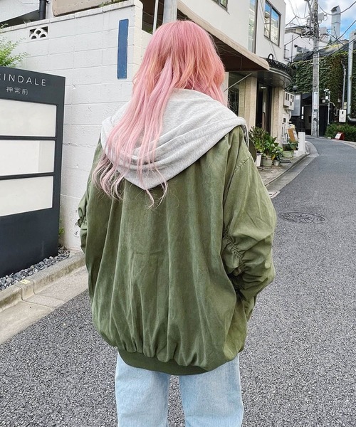 Figments（フィグメンツ）の「フェイクスエードMA-1（MA-1・レディース・ブラック/カーキ/グレー・FREE）」の4枚目の写真