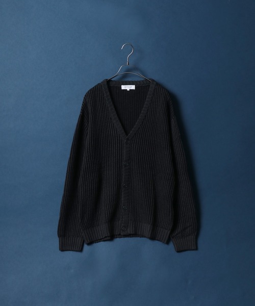 ANPAS(アンパス)の「Stripe Pattern Knit Cardigan/ストライプ ルーズニットカーディガン(カーディガン/ボレロ・メンズ・ブラック/ダークグリーン/グレイッシュベージュ・LL/M/L)」の2枚目の写真