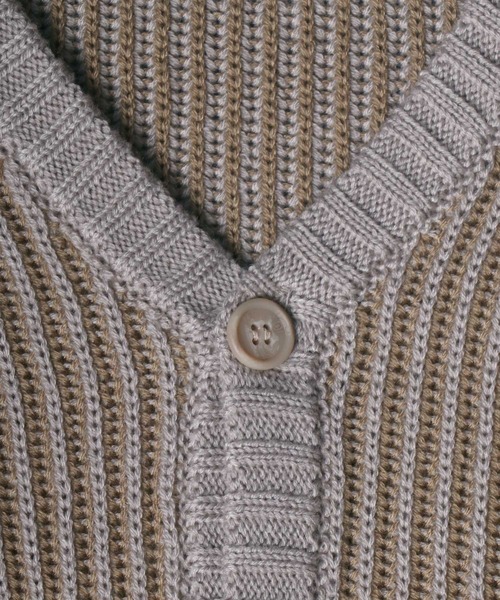 ANPAS(アンパス)の「Stripe Pattern Knit Cardigan/ストライプ ルーズニットカーディガン(カーディガン/ボレロ・メンズ・ブラック/ダークグリーン/グレイッシュベージュ・LL/M/L)」の10枚目の写真