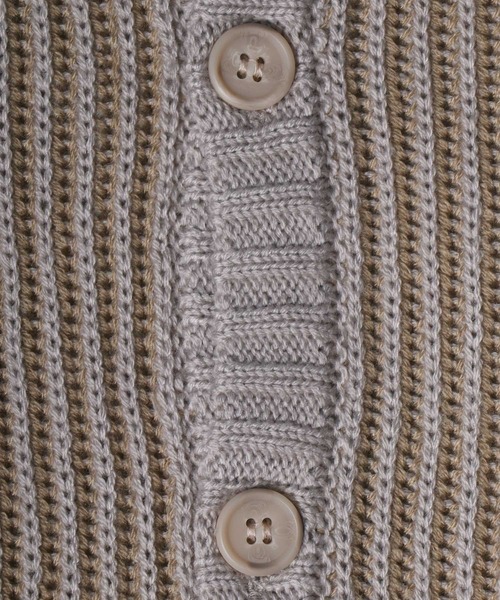ANPAS(アンパス)の「Stripe Pattern Knit Cardigan/ストライプ ルーズニットカーディガン(カーディガン/ボレロ・メンズ・ブラック/ダークグリーン/グレイッシュベージュ・LL/M/L)」の11枚目の写真