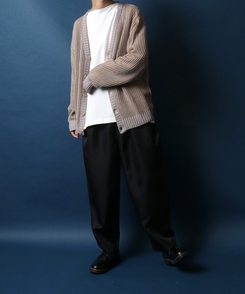 ANPAS(アンパス)の「Stripe Pattern Knit Cardigan/ストライプ ルーズニットカーディガン(カーディガン/ボレロ・メンズ・ブラック/ダークグリーン/グレイッシュベージュ・LL/M/L)」の19枚目の写真