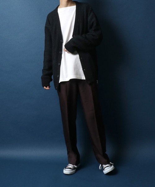 ANPAS(アンパス)の「Stripe Pattern Knit Cardigan/ストライプ ルーズニットカーディガン(カーディガン/ボレロ・メンズ・ブラック/ダークグリーン/グレイッシュベージュ・LL/M/L)」の22枚目の写真