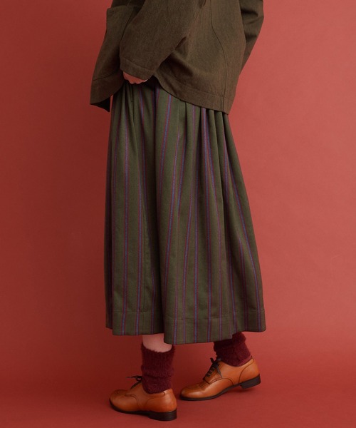 Malle（マル）の「Malle ストライプ　スカート（スカート・レディース・カーキ/グレー・FREE）」の16枚目の写真
