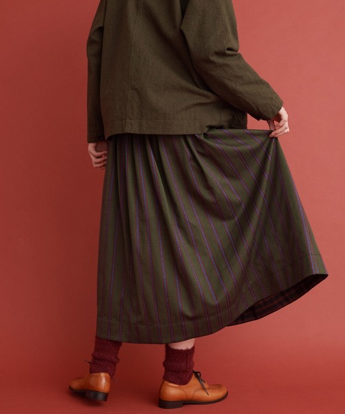 Malle（マル）の「Malle ストライプ　スカート（スカート・レディース・カーキ/グレー・FREE）」の17枚目の写真