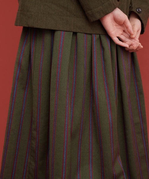 Malle（マル）の「Malle ストライプ　スカート（スカート・レディース・カーキ/グレー・FREE）」の6枚目の写真