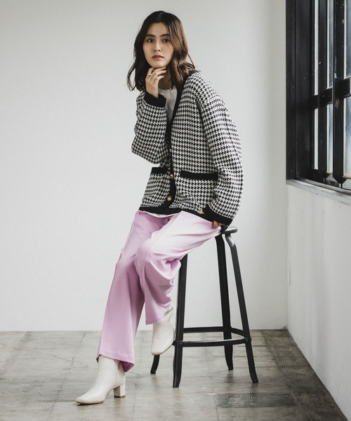 LEPSIM（レプシィム）の「7ゲージ配色アソートカーデ　175292（カーディガン/ボレロ・レディース・ブラック/ライトベージュ/グリーン/イエロー・FREE）」の6枚目の写真