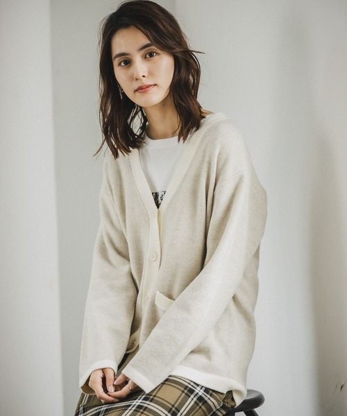 LEPSIM（レプシィム）の「7ゲージ配色アソートカーデ　175292（カーディガン/ボレロ・レディース・ブラック/ライトベージュ/グリーン/イエロー・FREE）」の9枚目の写真