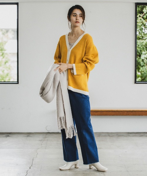 LEPSIM（レプシィム）の「7ゲージ配色アソートカーデ　175292（カーディガン/ボレロ・レディース・ブラック/ライトベージュ/グリーン/イエロー・FREE）」の12枚目の写真