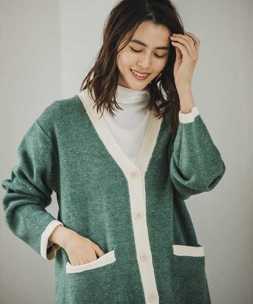 LEPSIM（レプシィム）の「7ゲージ配色アソートカーデ　175292（カーディガン/ボレロ・レディース・ブラック/ライトベージュ/グリーン/イエロー・FREE）」の14枚目の写真