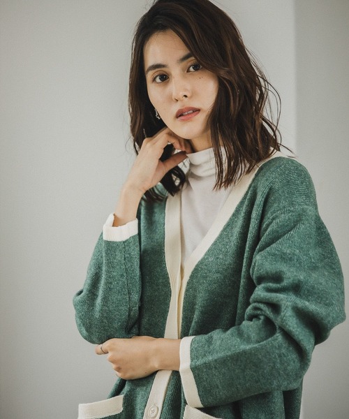 LEPSIM（レプシィム）の「7ゲージ配色アソートカーデ　175292（カーディガン/ボレロ・レディース・ブラック/ライトベージュ/グリーン/イエロー・FREE）」の15枚目の写真