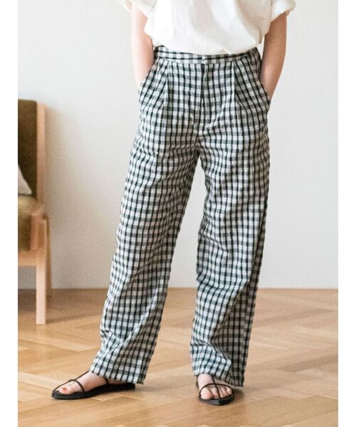 Ungrid（アングリッド）の「ギンガムチェックタックパンツ（その他パンツ・レディース・グレー/オフホワイト/グリーン・FREE）」の3枚目の写真