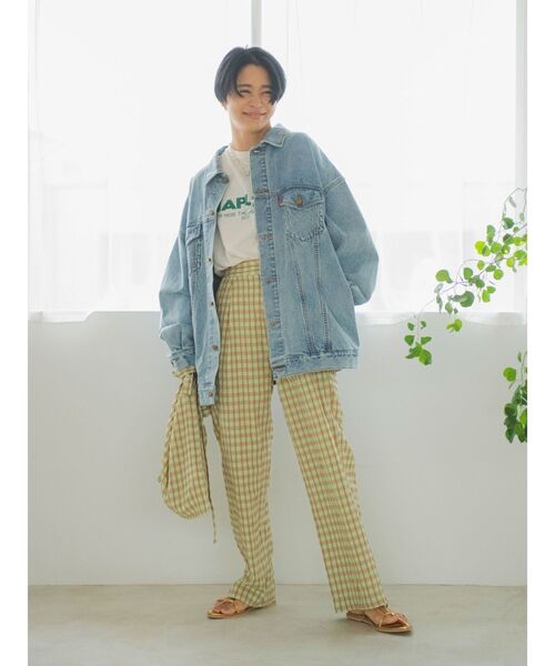 Ungrid（アングリッド）の「ギンガムチェックタックパンツ（その他パンツ・レディース・グレー/オフホワイト/グリーン・FREE）」の5枚目の写真