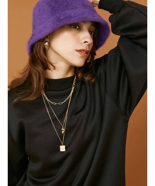 EVRIS（エヴリス）の「BIGシルエットスウェットワンピース（ワンピース・レディース・ブラック/ホワイト・FREE）」の3枚目の写真