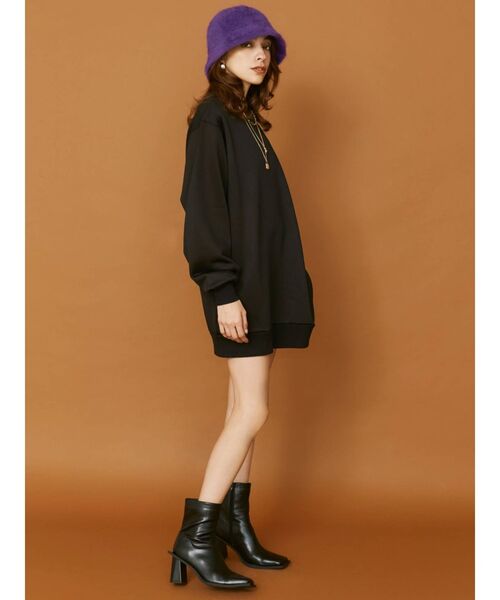 EVRIS（エヴリス）の「BIGシルエットスウェットワンピース（ワンピース・レディース・ブラック/ホワイト・FREE）」の5枚目の写真