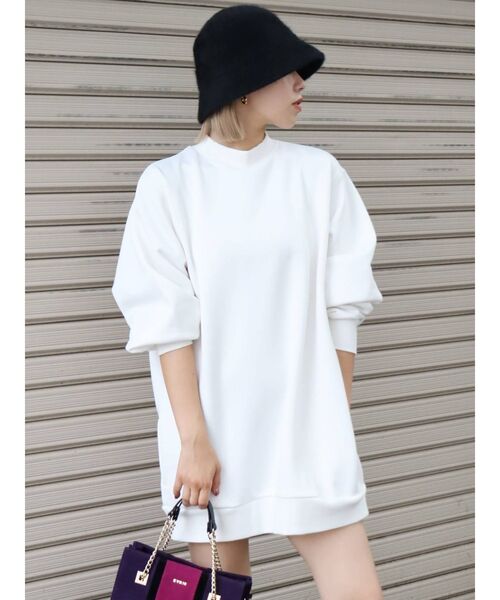 EVRIS（エヴリス）の「BIGシルエットスウェットワンピース（ワンピース・レディース・ブラック/ホワイト・FREE）」の7枚目の写真