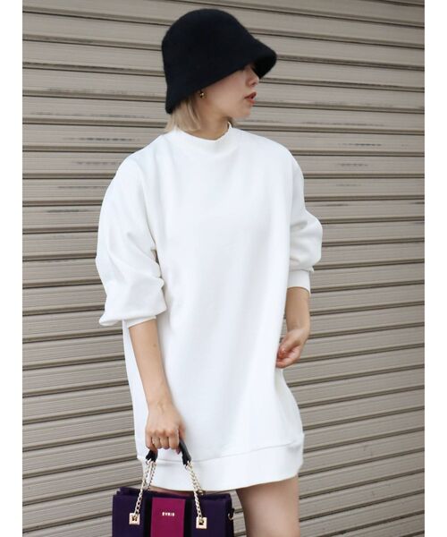 EVRIS（エヴリス）の「BIGシルエットスウェットワンピース（ワンピース・レディース・ブラック/ホワイト・FREE）」の8枚目の写真