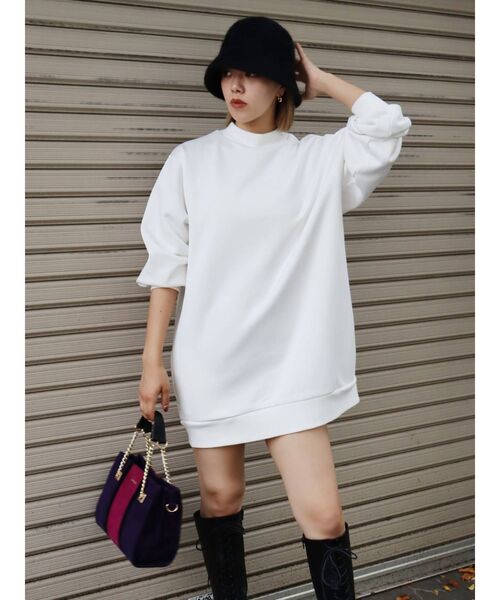 EVRIS（エヴリス）の「BIGシルエットスウェットワンピース（ワンピース・レディース・ブラック/ホワイト・FREE）」の9枚目の写真