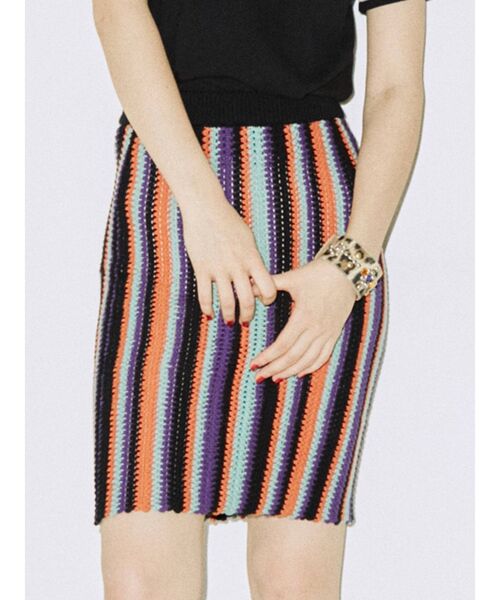 jouetie（ジュエティ）の「ストライプニットスカート（スカート・レディース・レッド/ブルー/ブラック・MEDIUM）」の2枚目の写真