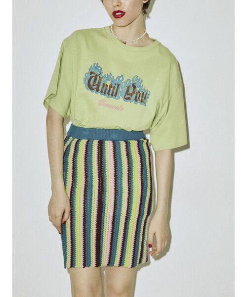 jouetie（ジュエティ）の「ストライプニットスカート（スカート・レディース・レッド/ブルー/ブラック・MEDIUM）」の5枚目の写真