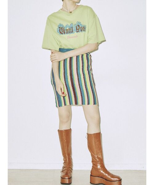 jouetie（ジュエティ）の「ストライプニットスカート（スカート・レディース・レッド/ブルー/ブラック・MEDIUM）」の7枚目の写真