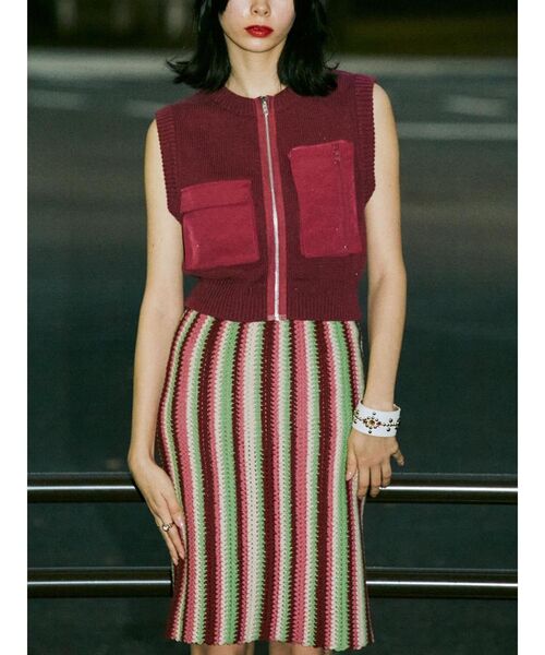 jouetie（ジュエティ）の「ストライプニットスカート（スカート・レディース・レッド/ブルー/ブラック・MEDIUM）」の14枚目の写真