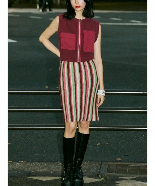 jouetie（ジュエティ）の「ストライプニットスカート（スカート・レディース・レッド/ブルー/ブラック・MEDIUM）」の17枚目の写真