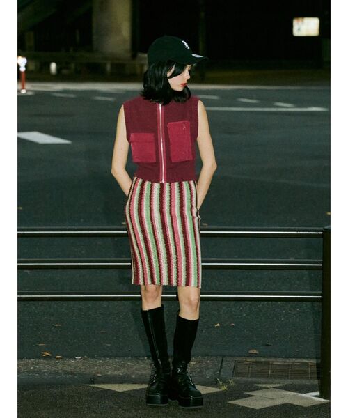 jouetie（ジュエティ）の「ストライプニットスカート（スカート・レディース・レッド/ブルー/ブラック・MEDIUM）」の19枚目の写真