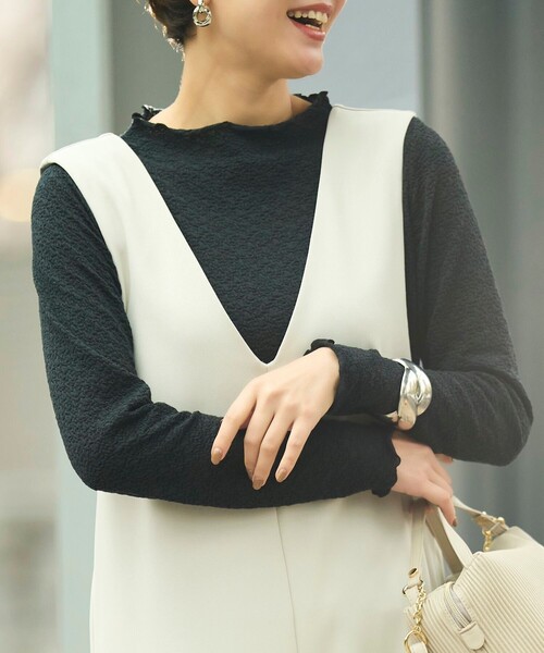 Cutie Blonde（キューティーブロンド）の「◆ふくれジャカード ボートネックメローインナー（Tシャツ/カットソー・レディース・ホワイト系/ライトブルー/ブラック・01/02/03）」の4枚目の写真