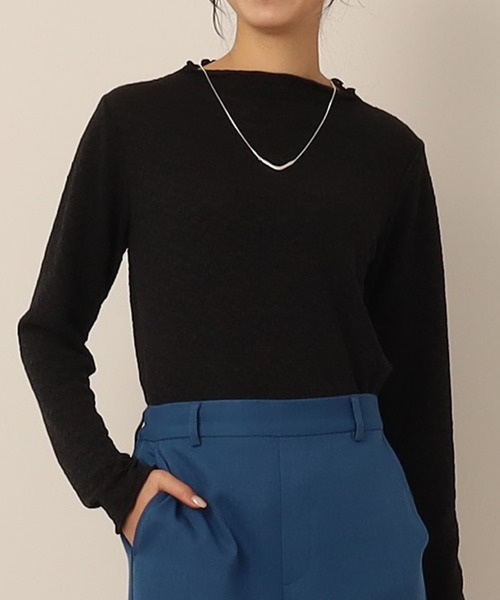 Cutie Blonde（キューティーブロンド）の「◆ふくれジャカード ボートネックメローインナー（Tシャツ/カットソー・レディース・ホワイト系/ライトブルー/ブラック・01/02/03）」の3枚目の写真