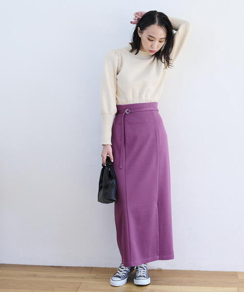 FREE'S MART（フリーズマート）の「【Sシリーズ対応】◆ベルト付きナロースカート（スカート・レディース・ピンク/ブラック/ホワイト・X-SMALL/SMALL/MEDIUM）」の6枚目の写真