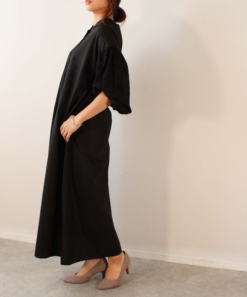 toucher du brise（トゥシェドブリーズ）の「ボリューム袖 レース ワンピース（ワンピース・レディース・ネイビー/ブラック/オフホワイト・M）」の4枚目の写真