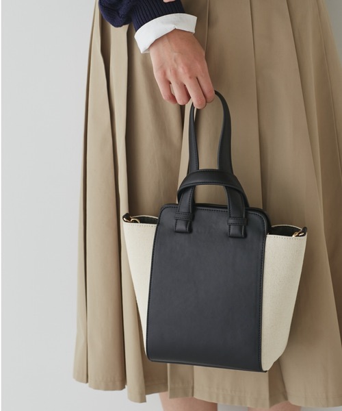 human woman（ヒューマンウーマン）の「◆バイカラー２ｗａｙバッグ（ハンドバッグ・レディース・ブラック系その他3/イエロー系その他4・ﾌﾘ-）」の2枚目の写真