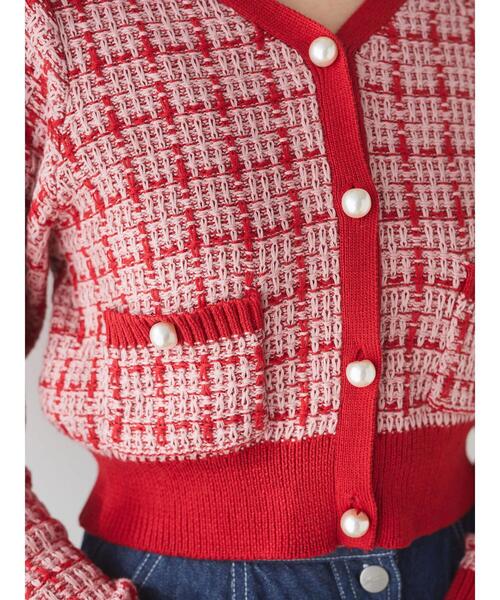 Areeam(アリーム)の「ツイードニットショート丈カーディガン(カーディガン/ボレロ・レディース・レッド/ライトブルー・FREE)」の20枚目の写真