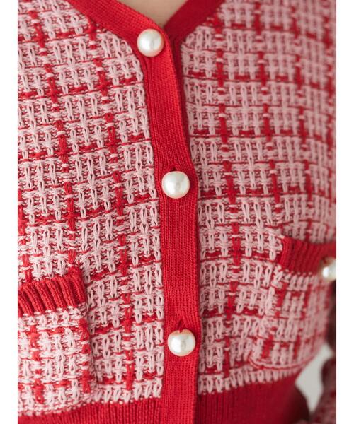 Areeam(アリーム)の「ツイードニットショート丈カーディガン(カーディガン/ボレロ・レディース・レッド/ライトブルー・FREE)」の21枚目の写真
