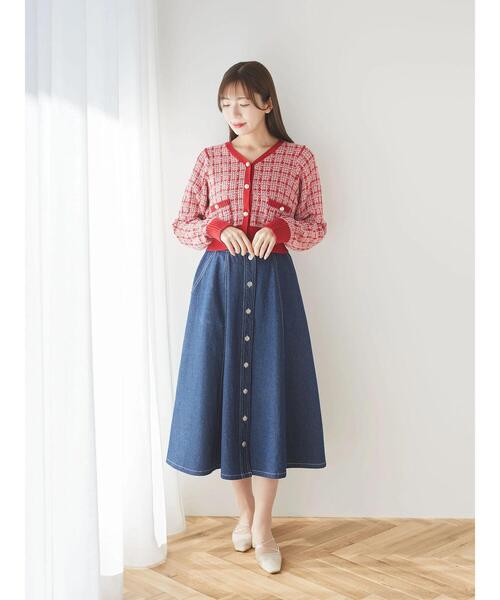 Areeam(アリーム)の「ツイードニットショート丈カーディガン(カーディガン/ボレロ・レディース・レッド/ライトブルー・FREE)」の16枚目の写真