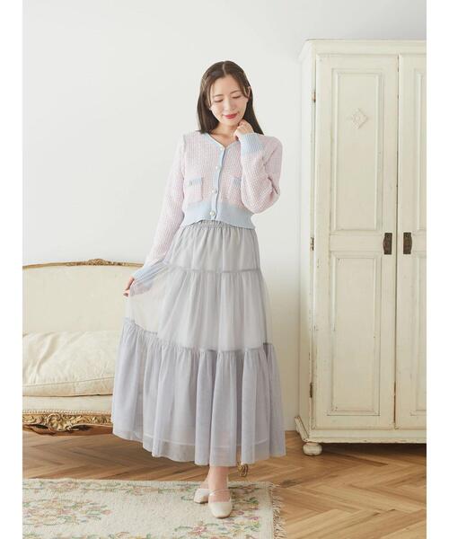 Areeam(アリーム)の「ツイードニットショート丈カーディガン(カーディガン/ボレロ・レディース・レッド/ライトブルー・FREE)」の6枚目の写真