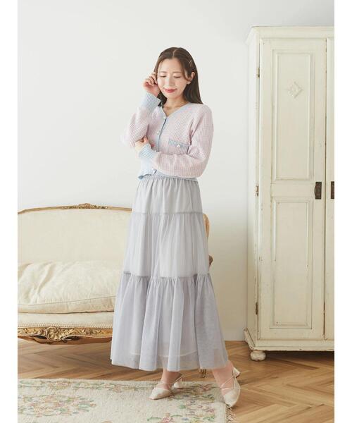 Areeam(アリーム)の「ツイードニットショート丈カーディガン(カーディガン/ボレロ・レディース・レッド/ライトブルー・FREE)」の7枚目の写真