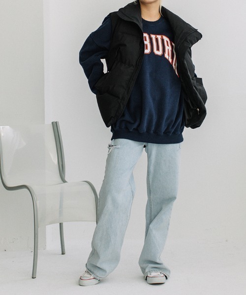 Flugge（フラッジー）の「college logo big sweat/カレッジロゴビッグスウェット　ユニセックス着用可能(メンズ着用画像有)（スウェット・レディース・ネイビー/アッシュグレー・FREE）」の9枚目の写真