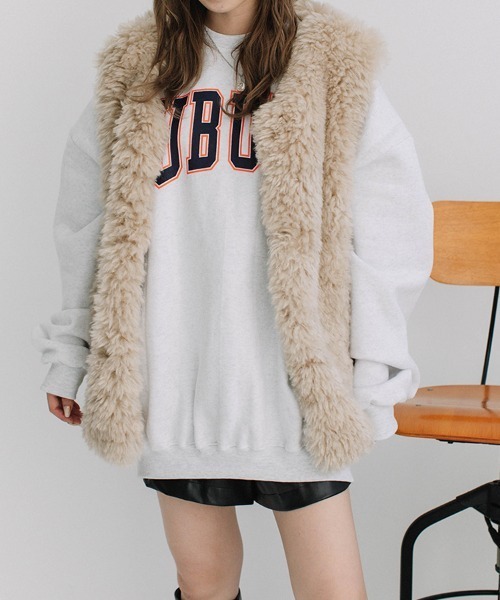 Flugge（フラッジー）の「college logo big sweat/カレッジロゴビッグスウェット　ユニセックス着用可能(メンズ着用画像有)（スウェット・レディース・ネイビー/アッシュグレー・FREE）」の21枚目の写真