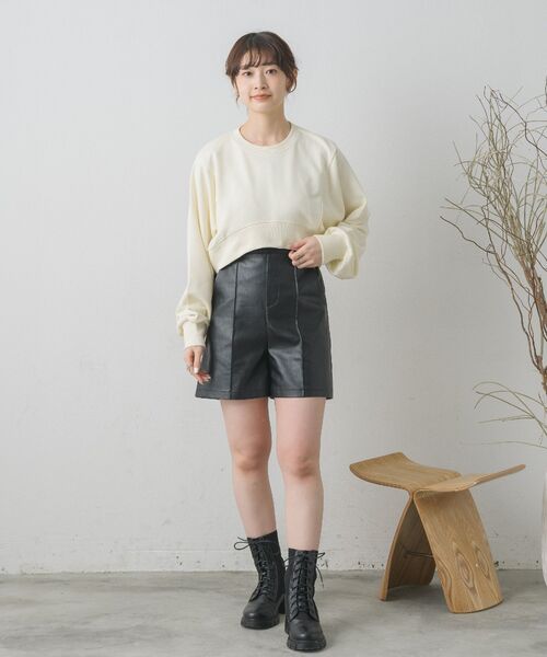 RETRO GIRL（レトロガール）の「クロップドウラケPO（Tシャツ/カットソー・レディース・チャコールグレー/オフホワイト/ピンク・FREE）」の4枚目の写真