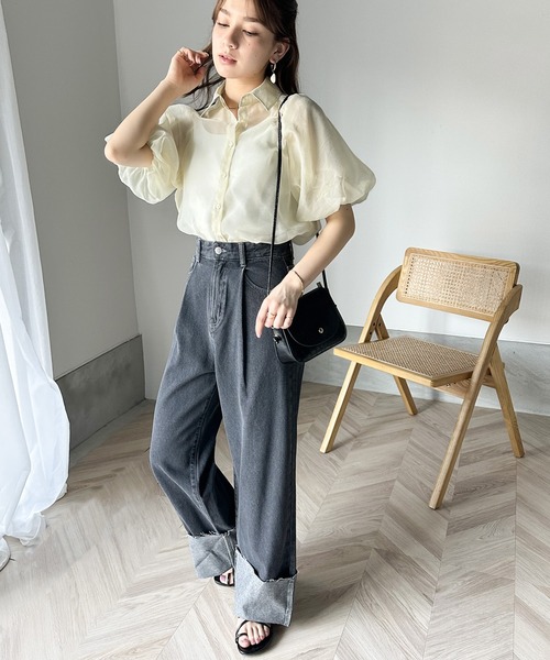 classicalelf（クラシカルエルフ）の「ラグジュアリーな透け感。ビショップスリーブシアーシャツ（シャツ/ブラウス・レディース・ブラウン/アイボリー/グレイッシュベージュ/ネイビー系・LARGE/MEDIUM/SMALL/X-LARGE）」の17枚目の写真