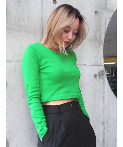 EVRIS（エヴリス）の「BASICクロップドロンT（Tシャツ/カットソー・レディース・ホワイト/ブラック/グリーン・FREE）」の21枚目の写真