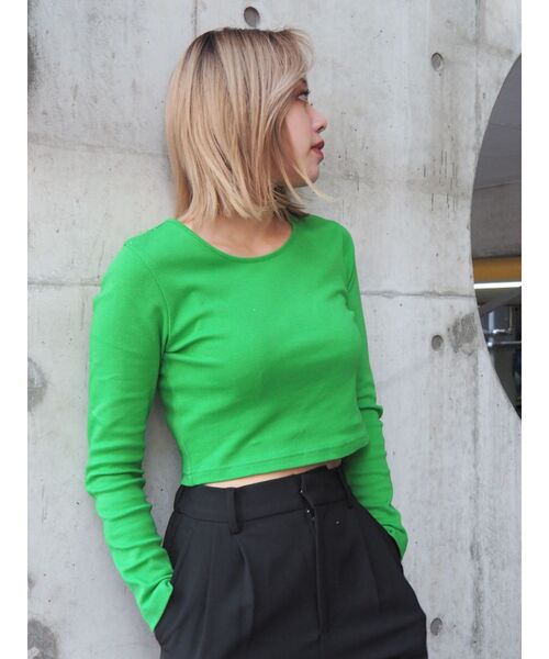 EVRIS（エヴリス）の「BASICクロップドロンT（Tシャツ/カットソー・レディース・ホワイト/ブラック/グリーン・FREE）」の22枚目の写真