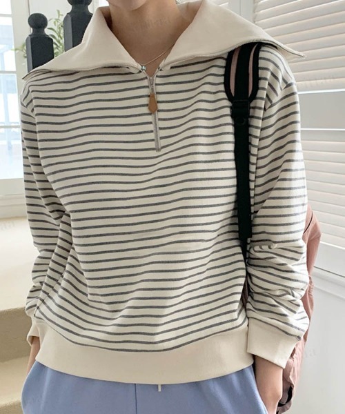 Dalfwin（ダールフィン）の「セーラーカラーハーフジップボーダースウェット（スウェット・レディース・ブラック/レッド/グレー系その他・FREE）」の15枚目の写真