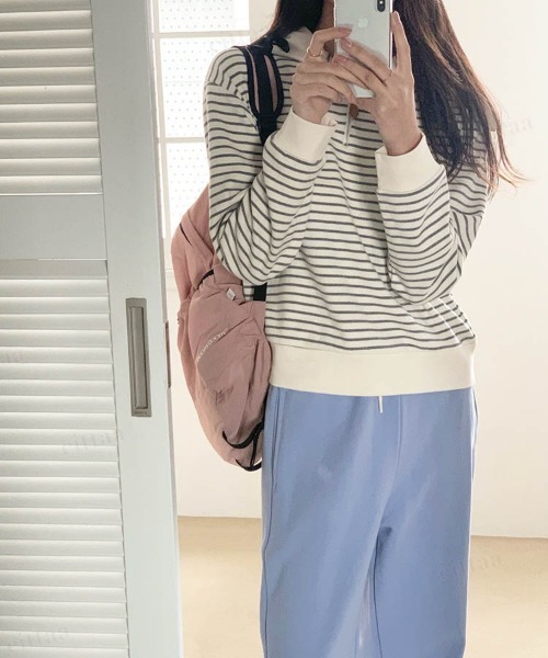 Dalfwin（ダールフィン）の「セーラーカラーハーフジップボーダースウェット（スウェット・レディース・ブラック/レッド/グレー系その他・FREE）」の12枚目の写真